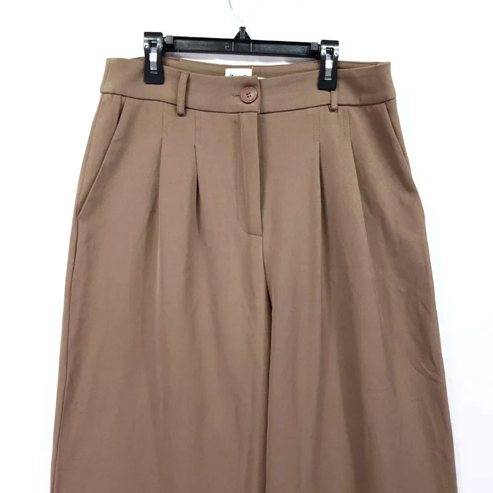 Princess Polly Pleated High Rise Wide Leg Dress Pants Size 8 Brown Trouser